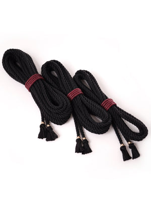 BONDAGE ROPE WITH BEAD&KNOT *BLACK *RED *BEIGE