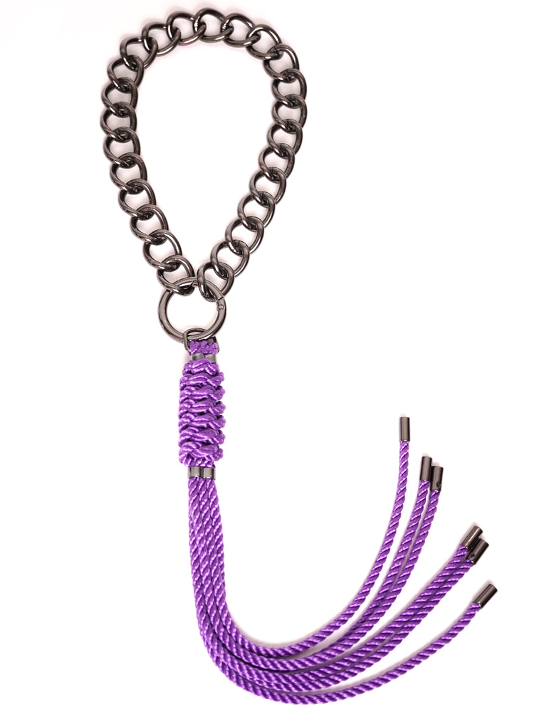 CHAIN NECKLACE WITH DETACHABLE FLOGGER *BLACK *LILAC
