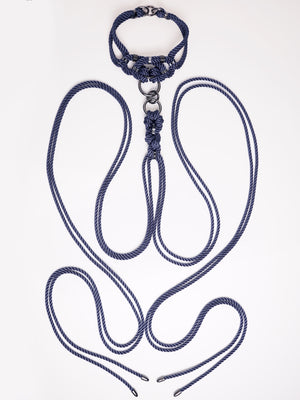 'MEGAMI' CHOKER WITH DETACHABLE SELF-TIE HARNESS *NAVY