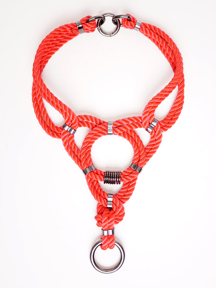 'MUNE' HARNESS WITH DETACHABLE CHOKER *RED